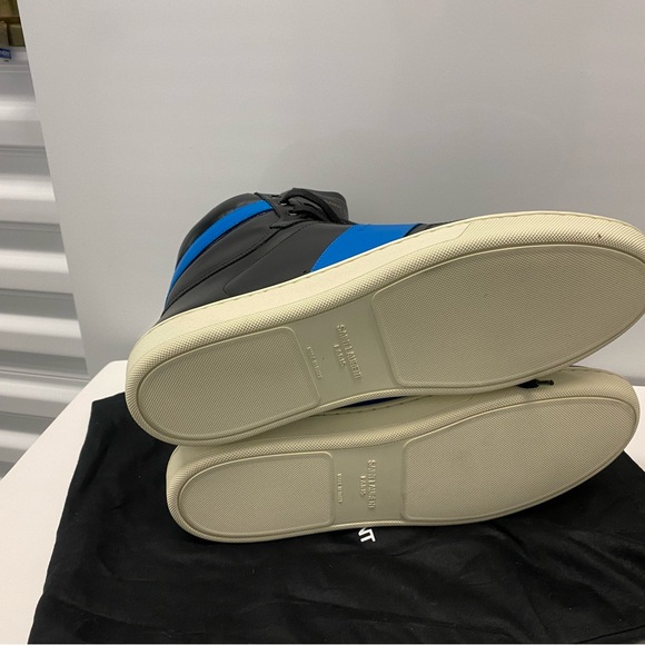 SAINT LAURENT Black & Blue Metal COURT CLASSIC High Sneakers Men's 44 is 11 - Picture 5 of 9